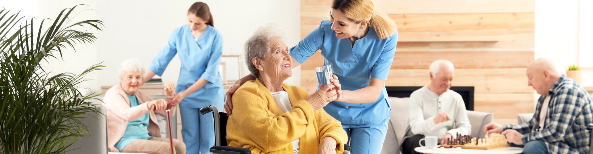 elders and caregiver at the home care